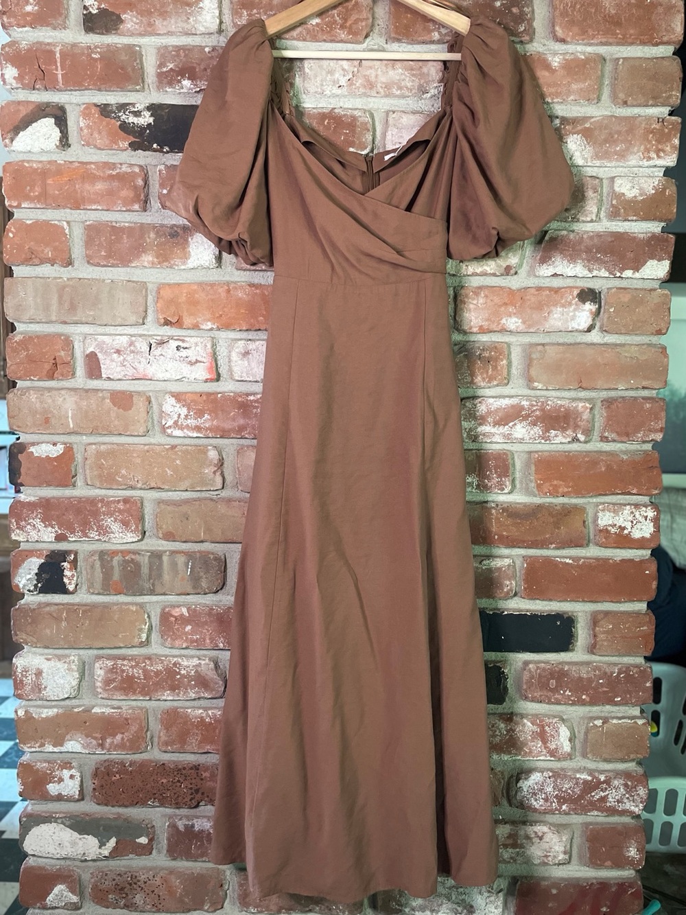 Zoe And Claire Brown Puff-Sleeve A-line Dress Size Small - Picture 2 of 14